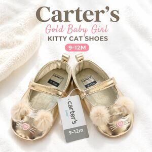Carter’s Gold Kitty Cat Baby Shoes 9-12M Infant Size 3-4 NWT
